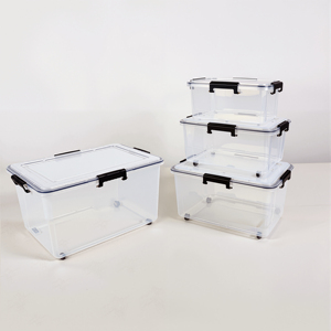 Contenedores de Plástico Transparente Apilables, <span class=keywords><strong>Cajas</strong></span> de Almacenamiento Herméticas de Plástico PP, Organizador de <span class=keywords><strong>Ropa</strong></span>, Caja de Almacenamiento con Tapa - Product Image 1