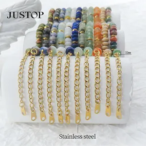 Mode Kecil Batu Permata Alami Bangle Emas Charm untuk Wanita Kristal Batu Hematit Beads Gelang