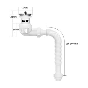 Évier de salle de bains Drainage d'eau Pop-up Vidange Bassin <span class=keywords><strong>Drain</strong></span> Piège à débordement Surface chromée blanche pour système de drainage de plomberie efficace - Product Image 1