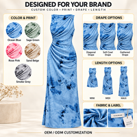 Robe longue d'été respirante pour femme, style floral délavé, sans manches, col rond, en maille, vente en gros ODM