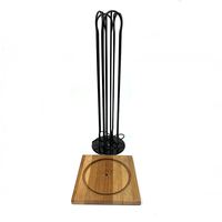 Support à capsules de café en métal noir avec base en bois, support vertical pour dosettes Nespresso pour comptoir