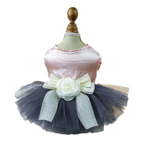 Pet Dress For Small Medium Dogs Pink Tulle Skirt With White Flower <b>Bow</b> Four Seasons Wear - Product Image 5