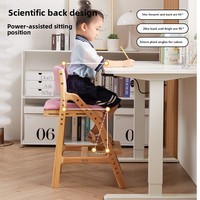Chaise d'étudiant en bois massif à hauteur réglable pour les enfants pour les repas en famille et l'apprentissage