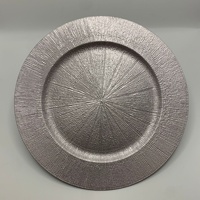 Assiettes de présentation de luxe en plastique argenté, vert et or de 13 pouces pour mariage, décoratives et pour fêtes