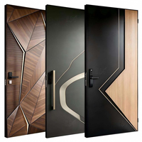 Porte d'entrée pivotante moderne à âme pleine, finition placage bois, avec serrure numérique intelligente, taille personnalisée