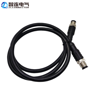 M12 cảm biến không thấm nước cáp 4 pin nam đến Nam D mã đôi kết thúc thẳng đúc kết nối sản phẩm Loại kết nối - Product Image 2