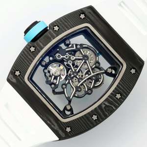 Reloj de Fibra de Carbono Premium con Superficie de Zafiro, Movimiento Visible Refinado y Diseño Popular de Correa de Goma - Product Image 6