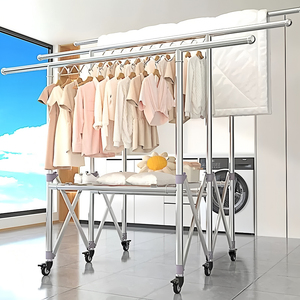 Séchoir à linge autoportant en acier inoxydable, pliable et extensible, pour balcon, intérieur et extérieur, vente en gros - Product Image 3