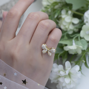 แหวนผู้หญิง MS-508 ทองคำ 18k สีเหลือง ประดับเพชรแล็บรูปผีเสื้อ - Product Image 6