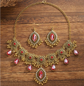 Conjunto de joyería India Bohemia para mujer, pendientes Jhumka de aleación, collar para fiestas de boda, accesorios, gran regalo - Product Image 4
