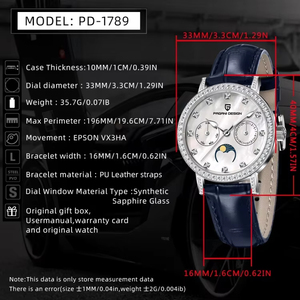 En stock 1 pièce, logo personnalisé, 50 pièces, <span class=keywords><strong>montre</strong></span>-bracelet à quartz de luxe Pagani Design 1789 pour femmes, fabrication OEM ODM, cadran de luxe pour femmes et filles. - Product Image 3