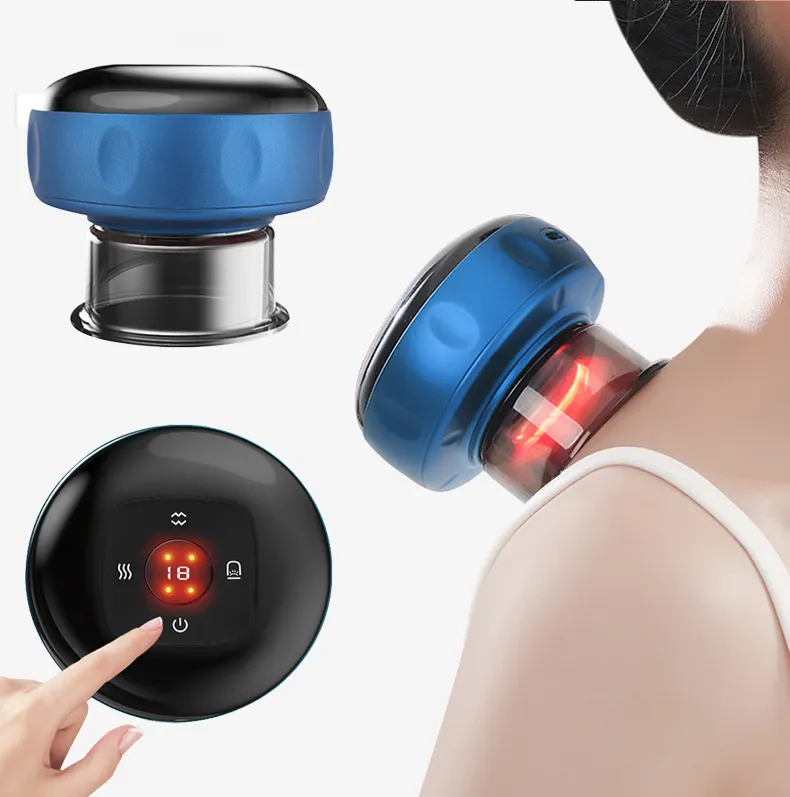 Produtos em alta 2024 Novidades Dispositivo elétrico para ventosas azul Guasha Hijama copos massageador ferramentas terapia de ventosas massageador