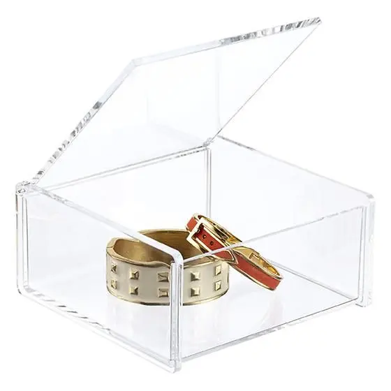 Акриловая квадратная коробка с откидной крышкой на заказ, органайзер для сережек, запонок, витрина для ювелирных изделий