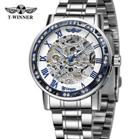 Winner Diamond Halbautomatische Skelett-Armbanduhr für Herren, Luxusuhren der Spitzenklasse, Königliches Geschenk für Männer