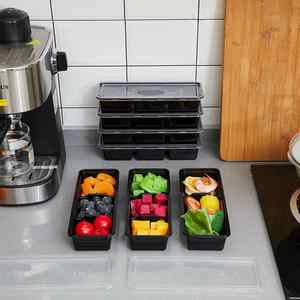 Lonchera Bento Japonesa Rectangular Desechable y Ecológica para Llevar, con 2 o 3 Compartimentos, Negra - Product Image 3
