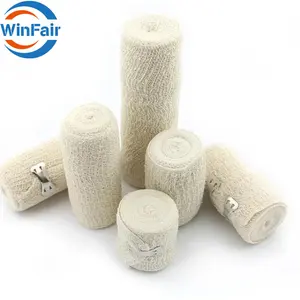 WinFair Soft Breathable Spandex Cotton Crepe Elastic Bandage 7.5Cm 10CMx4.5M With Line Clips Elastic Crepe Bandage