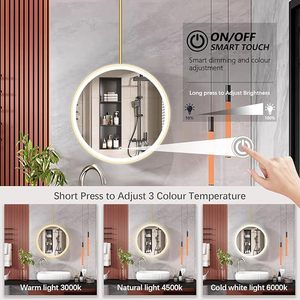 <span class=keywords><strong>Miroir</strong></span> LED suspendu au plafond rond, miroirs de salle de bain, <span class=keywords><strong>grand</strong></span> <span class=keywords><strong>miroir</strong></span> décoratif circulaire adapté aux hôtels, appartements, entrées - Product Image 4