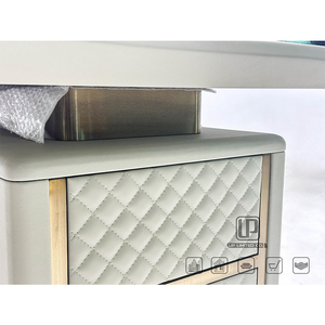 Bureau de travail incurvé de qualité supérieure, poste de travail, bureau d'étude en cuir avec tiroirs de rangement, ensemble de bureau en cuir - Product Image 2