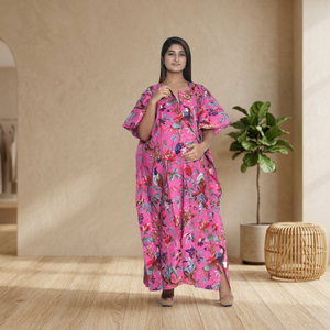 Kaftano <span class=keywords><strong>Premaman</strong></span> in Cotone Traspirante Stampato Kimono Vestaglia da Bagno Abito Estivo da Donna per Dormire e da Spiaggia - Product Image 2