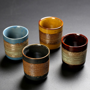 Tazas de Cerámica Hechas a Mano, Taza de Té Kung <span class=keywords><strong>Fu</strong></span>, Multi-Estilo, Retro, Esmalte de Hierro, Cerámica Rústica, Taza de Café Japonesa - Product Image 1