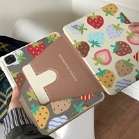 Étui de protection pour tablette Apple iPad 11e/10e génération, design fraise assorti aux couleurs tendance, avec support rotatif Air8