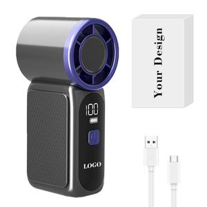 Bulk Order 1200mAh Rechargeable Pocket Fan 6 Blades Turbine Fan Blade Powerful Handheld Fan <b>LED</b> Digital Power Display Ventilador - Product Image 1