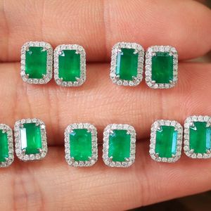 Xinfly Hot Sale 18K Real Gold 1.20ct Natural <b>Emerald</b> 0.20ct <b>Stud</b> Earrings Vivid Green Au750 Fine Daily Jewelry GRC Certificate - Product Image 3