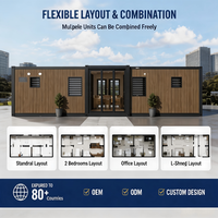 Maison conteneur préfabriquée extensible prête à l'emploi, 2 à 5 chambres, design contemporain pour bureau, bâtiment ou magasin