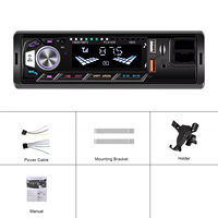 Reproductor MP3 para Auto Podofo, 1 Din, con Carga USB, FM, BT, AUX-IN, Retroiluminación a Color + Soporte para Teléfono, OEM