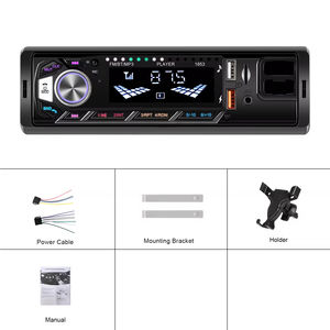 Reproductor MP3 para Auto Podofo, 1 Din, con Carga USB, FM, Bluetooth, Entrada AUX, Retroiluminación a Color + Soporte para Teléfono, OEM - Product Image 6