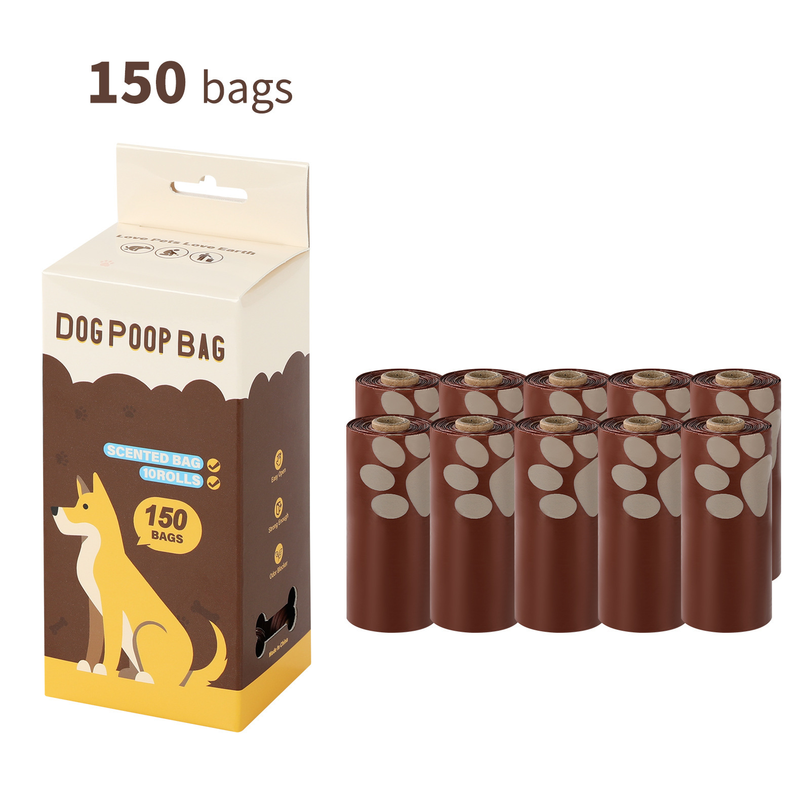 Caja de 10 rollos con sabor a café.