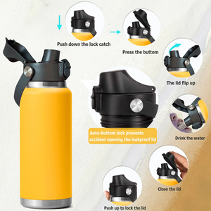 Vaso de Acero Inoxidable con Aislamiento al Vacío de 36 oz/46 oz, Botella de Agua, Botella de Gimnasio para Café con Tapa y Pajita - Product Image 3