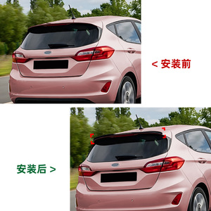 Ford Fiesta MK8 <b>Rear</b> <b>Spoiler</b> Piano Black Carbon Fiber Texture ABS Ducktail Trunk Wing - Product Image 4