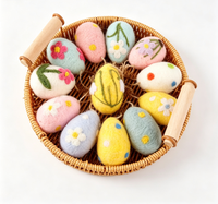 Œufs de Pâques suspendus en feutre de laine avec corde de chanvre, motif fleur de marguerite, ornements en feutre pour décorations de sapin, couronnes et guirlandes de Pâques