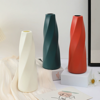 Vas Plastik Desain Origami Modern Pola Nanas Tiupan Tangan Ringan Tahan Banting Desain Ripple Minimalis Modern