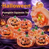Jouet à presser Citrouille Scintillante d'Halloween en TPR Souple Anti-stress, Cadeau Nouveauté pour Fête d'Halloween pour Enfants et Adultes
