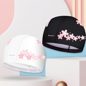 Gorro de natación Rbaiun para niños y niñas, gorro de natación impermeable de tela de PU con patrón de flor de cerezo, tamaño extra grande - Product Image 1