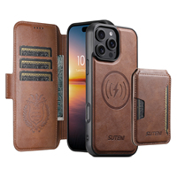 Étui de téléphone SUTENI pour iPhone 18 Pro Max, chargement magnétique sans fil, porte-cartes, support, portefeuille, coque rabattable en similicuir, 17 16 Plus