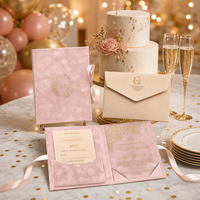 Suite d'invitations de mariage de luxe personnalisées en velours, avec menu en carton rigide doré et ruban, pour événements et banquets