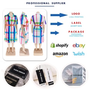 Robes d'automne grande taille de haute qualité 2025 pour femmes, robe chemise décontractée à manches courtes à carreaux imprimés, robe de bureau pour femme avec ceinture - Product Image 4