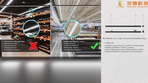High Lumen 190LM/W 95RA Pendant LED Linear <b>Light</b> Seamless Linkable for Supermarket Shop Store DALI Emergency Function - Product Image 6