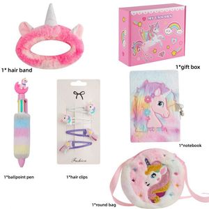 Girlish Cute Rainbow Unicorn Stationery Set Wholesale School Supplies Kit <b>for</b> Kids Ballpen Notebook Box <b>Gift</b> <b>for</b> Students - Product Image 2