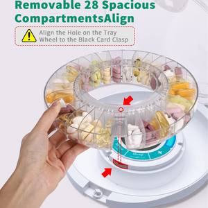 Pastillero electrónico inteligente con Bluetooth, recordatorio de medicamentos, temporizador giratorio automático de 28 compartimentos, reloj despertador, almacenamiento de medicamentos - Product Image 2