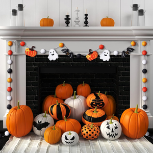 <span class=keywords><strong>Guirlande</strong></span> de boules de laine suspendues multicolores personnalisées citrouille chauve-souris fantôme feutre <span class=keywords><strong>fanion</strong></span> d'affichage pour Halloween Thanksgiving Festival - Product Image 4