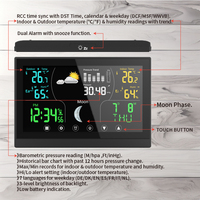 Station météo numérique intelligente multifonctionnelle, prévisions météorologiques, capteur de température sans fil, écran tactile LCD ABS, ODM