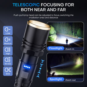 Lampe de poche et <span class=keywords><strong>torche</strong></span> en alliage d'aluminium à charge USB super lumineuse pour <span class=keywords><strong>Amazon</strong></span> étanche et <span class=keywords><strong>rechargeable</strong></span> avec gradateur d'affichage de puissance - Product Image 3