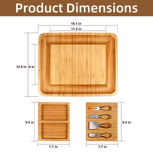 Ensemble de planches à fromage personnalisées avec tiroir à couverts et plateau, couteau durable d'un fabricant de premier plan - Product Image 2