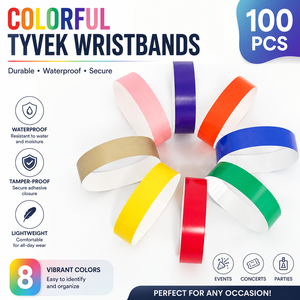 Pulseras de Papel Impermeables de 25mm x 250mm, Colores Lisos, Imprimibles, Sin Logotipo, con Números de Serie - Product Image 2