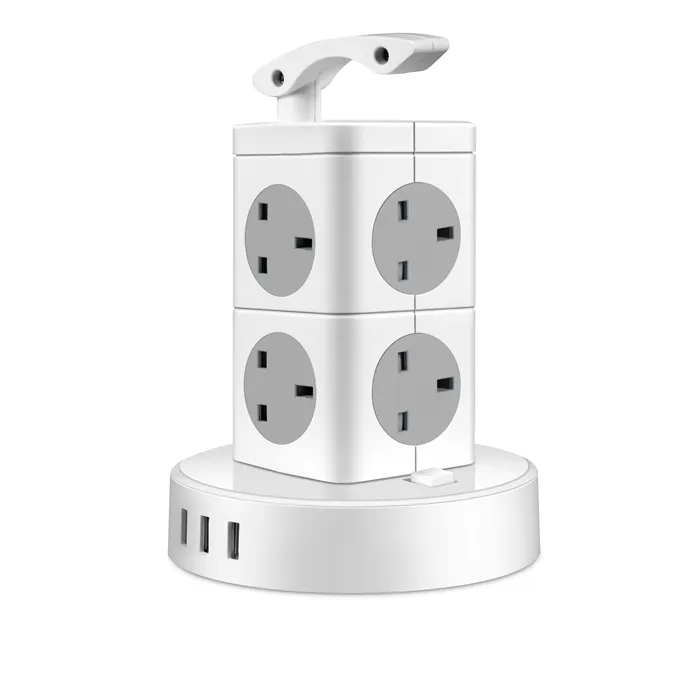 Surge Protector Power Strip Tower, Tower Extension Lead, Portable Power Strip 12-Socket Outlet Plugs with 3 USB Port