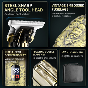 IRUIBEAUTY 2022D <span class=keywords><strong>tagliacapelli</strong></span> ricaricabile professionale con 8 pettini guida tutto in metallo rasoio Trimmer da uomo Set toelettatura - Product Image 2